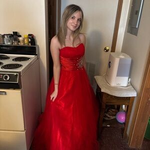Strapless Red Prom Dress